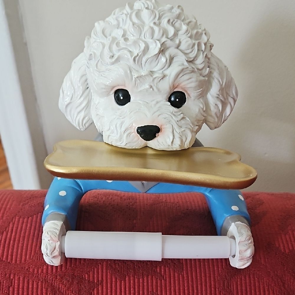 NWOT Ceramic Dog Toilet Paper Holder